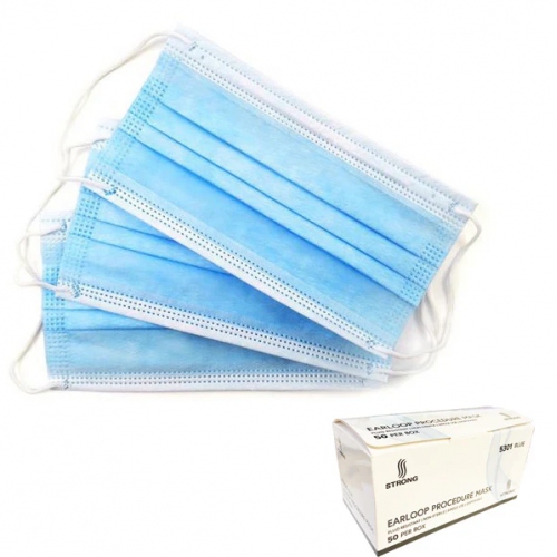 Disposable Strong 5301 Procedure 3 Ply Earloop Face Mask 50 pcs ASTM Level 1 (300pcs/case)