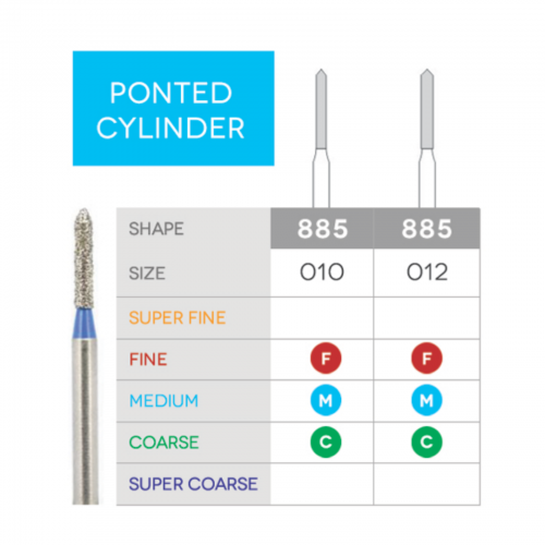 Sabur Bevel Cylinder Diamond 885-012C 10/Pk