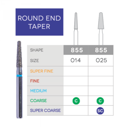 Sabur Round End Taper Diamond 855-025SC 10/Pk