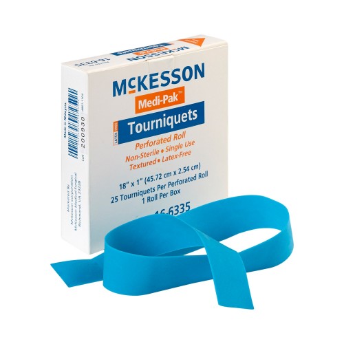 McKesson Tourniquet Strap 18 Inch Length Rolled and Banded (1 Roll Per Box of 25 pcs)