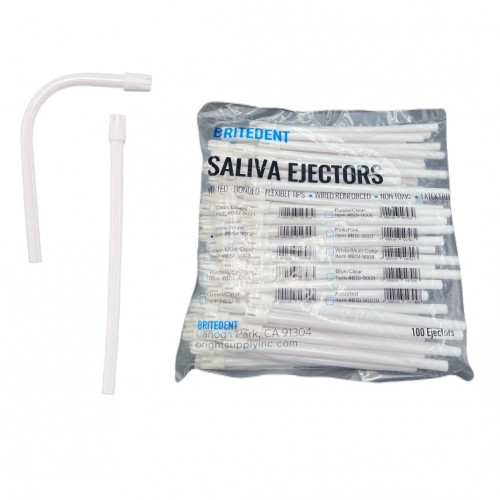 BRITEDENT Saliva Ejectors White Body With White Tips 100/Pk