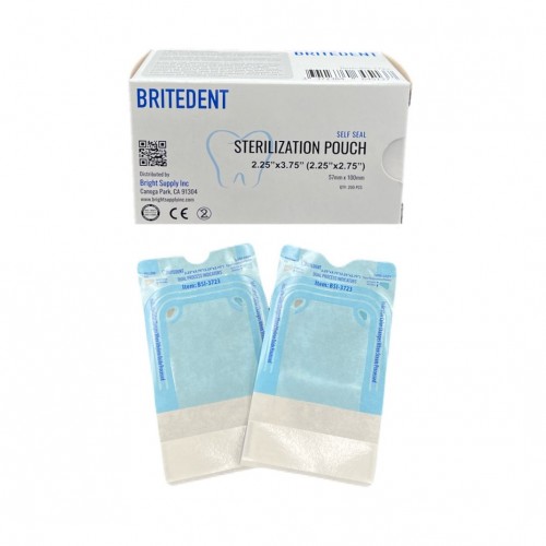 BRITEDENT Self Seal 2.25 x 3.75 Sterilization Pouches 200/Bx