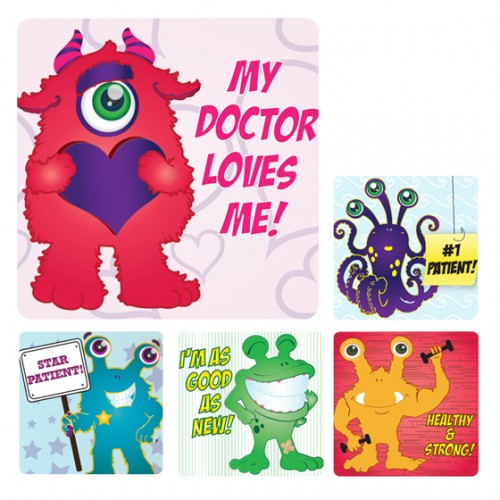 Healthy & Strong Monster Medical Patient Stickers - 100 per roll