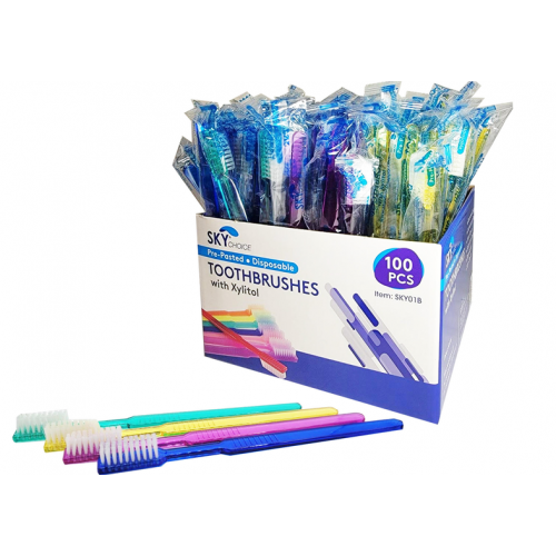 Toothbrushes Pre-Pasted Assorted Colors 100/Bx