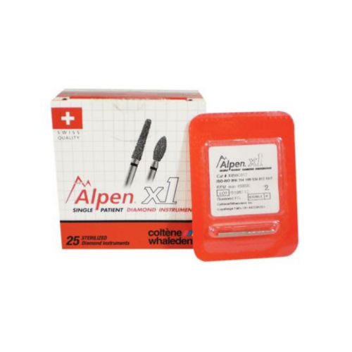 Alpen x1 Single-Use Diamond Burs, FG, Interproximal, # 392, 1.6 mm, Fine, Red, 25/Pk, X392F016