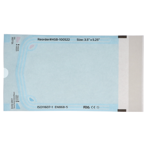 Sterilization Pouch, Class 4, Self-Sealing, Blue Film, 3.50" x 5.25", 200/Pk, 100522