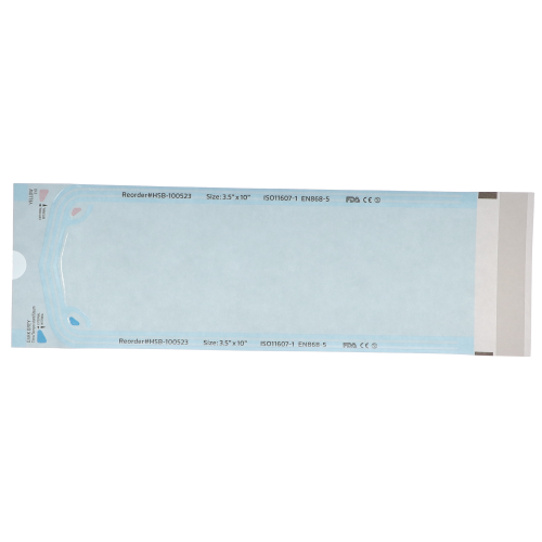 Sterilization Pouch, Class 4, Self-Sealing, Blue Film, 3.50" x 10", 200/Pk, 100523