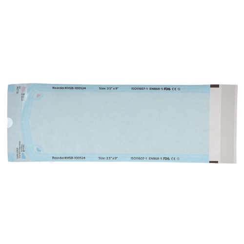 Sterilization Pouch, Class 4, Self-Sealing, Blue Film, 3.50" x 9", 200/Pk, 100524