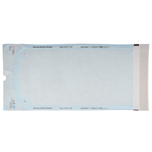 Sterilization Pouch, Class 4, Self-Sealing, Blue Film, 5.25" x 10", 200/Pk, 100526