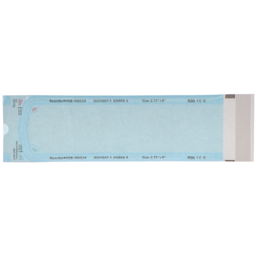 Sterilization Pouch, Class 4, Self-Sealing, Blue Film, 2.75" x 9" 200/Pack, 100529