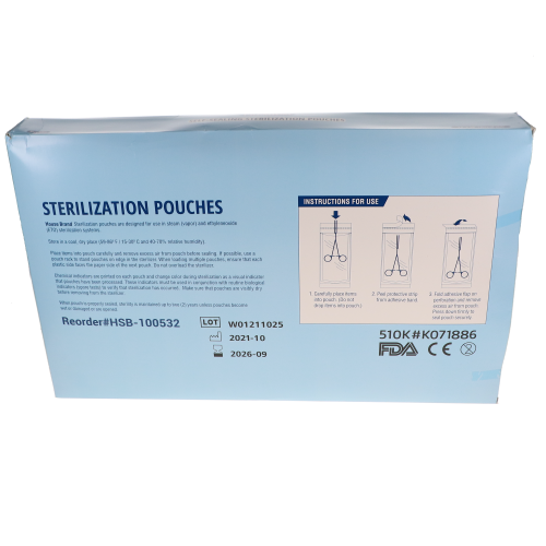 Sterilization Pouch, Class 4, Self-Sealing, Blue Film, 12" x 18" 200/Pack, 100532