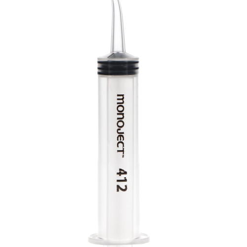 Monoject Disposable Irrigation Syringe, Curved Tip, # 412, 12 cc, 50/Pk, 412012