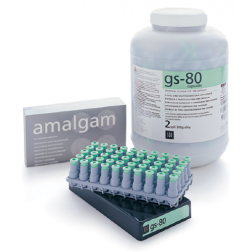 GS-80 Dispersed Phase Amalgam Capsules, 1 Spill, Fast Set, 400 mg, 50/Pk