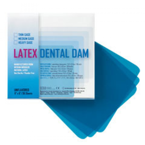 Rubber Dam, Latex, 6" x 6", Medium, 36/Pk