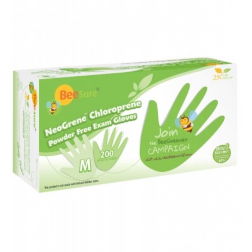 NeoGrene Chloroprene Exam Gloves, Powder-Free, Green, 200/Box