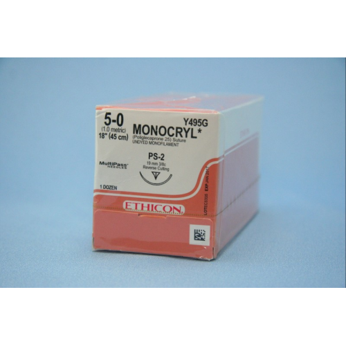 5-0 Monocryl Monofilament with PS-2 Needle, 12/Pk, Y495G