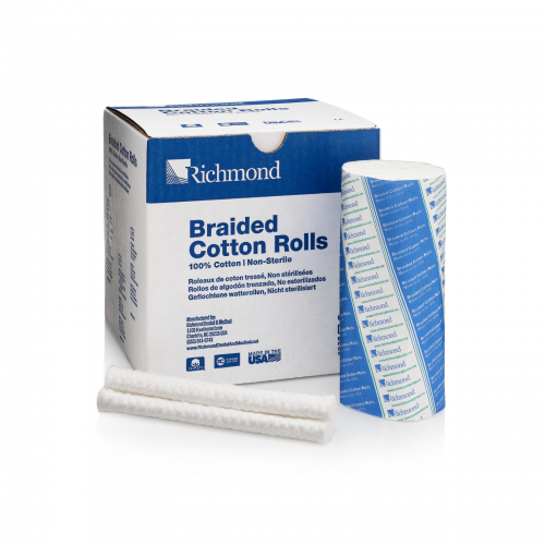 Braided Cotton Rolls, Large, 1/2" x 6", 100/Pk, 201205